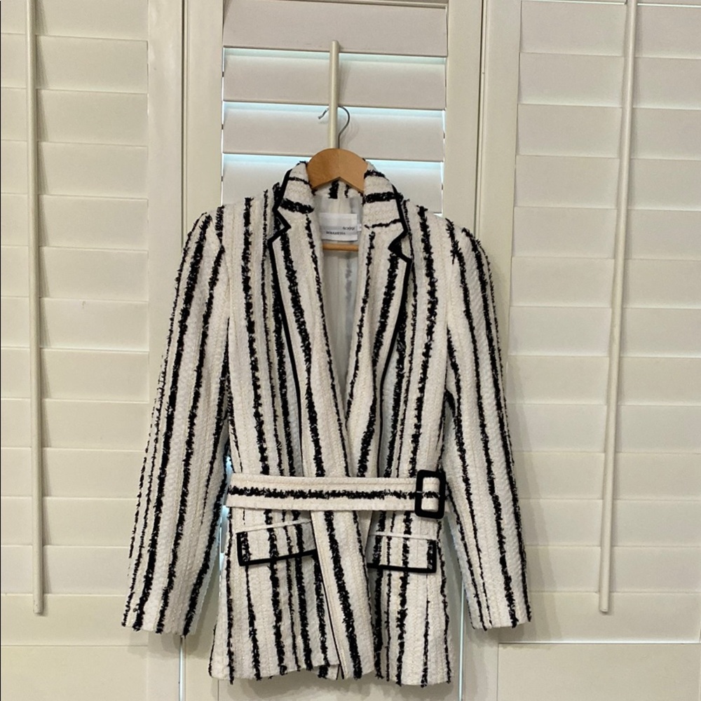 BOUGUESSA black & eggshell white striped blazer. Size M.